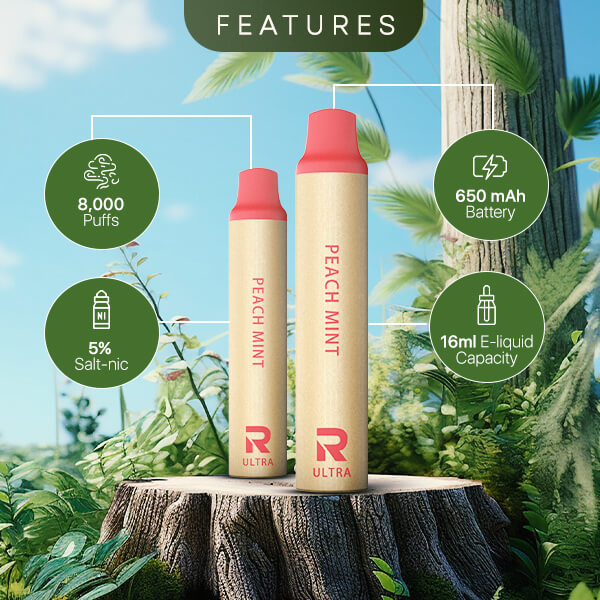 Air Ultra Peach Mint Eco Disposable Disposable Rechargeable Vape