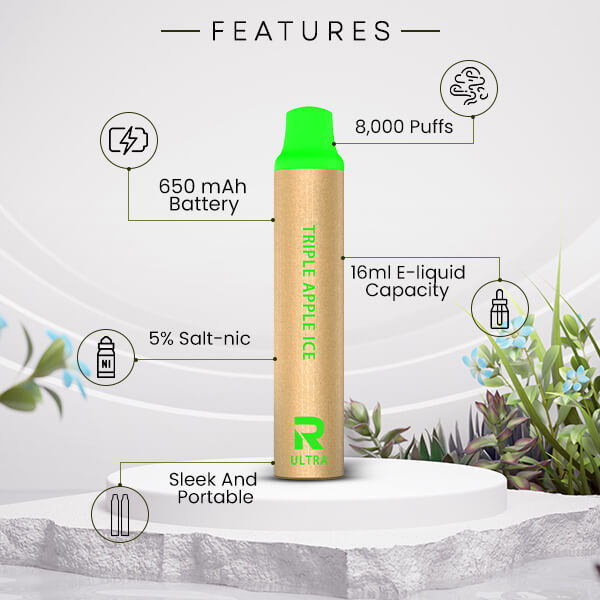 Air Ultra Triple Apple Ice Eco Disposable Rechargeable Vape