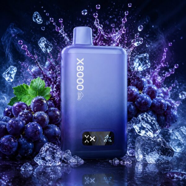 Vibe Genius X8000 disposable vape in Grape Ice