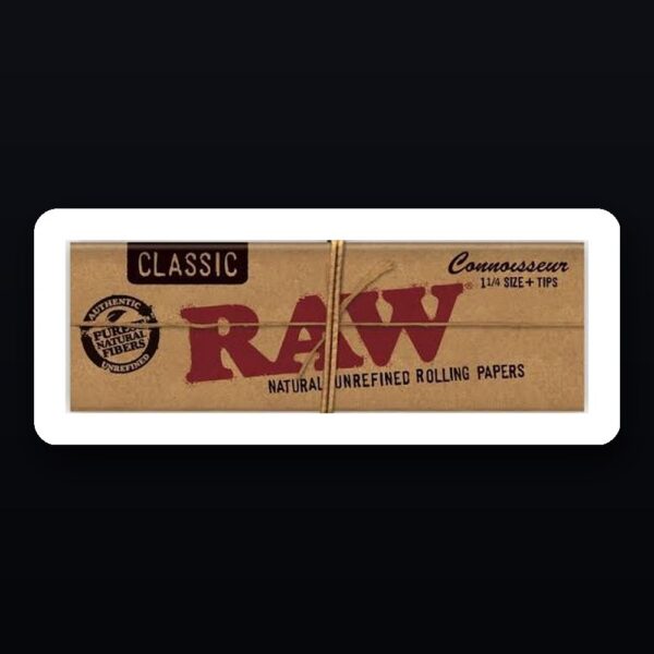 RAW Classic Connoisseur 1 1/4 rolling papers with tips booklet