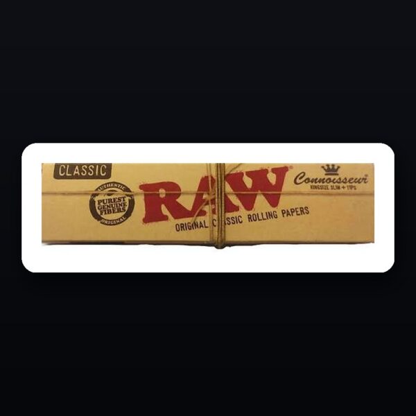 RAW Classic Connoisseur King Size Slim rolling papers with tips booklet